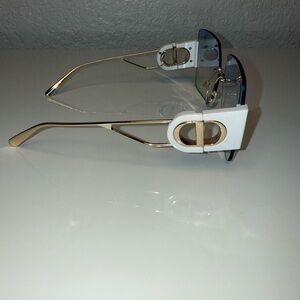 Dior White and Gold Rimless Shield Sunglasses - Women Accessories